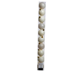 Boule en plastique 6 cm (Brillant - Mat - Paillettes) (Paquet de 10) Blanc laine