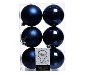 Boule en plastique 8 cm (Brillant - Mat) (Paquet de 6) Bleu nuit