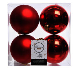 Boule en plastique 10 cm (Brillant - Mat) (Paquet de 4) Rouge Noël