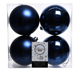 Boule en plastique 10 cm (Brillant - Mat) (Paquet de 4) Bleu nuit