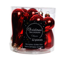 Gouttes en verre 2,8 cm X 7,5 cm (Brillant - Mat) (Paquet de 12) Rouge Noël