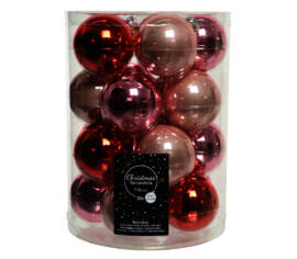 Boule en verre 6 cm (Brillant - Mat) (Paquet de 20) Gloss, rouge Noël et rose poudre