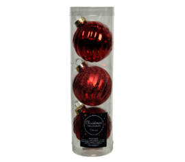 Boules en verre (Paquet de 3) Brillant - Mat - Scintillant 6 cm Rouge Noël