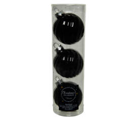 Boules en verre (Paquet de 3) Brillant - Mat - Scintillant 6 cm Noir