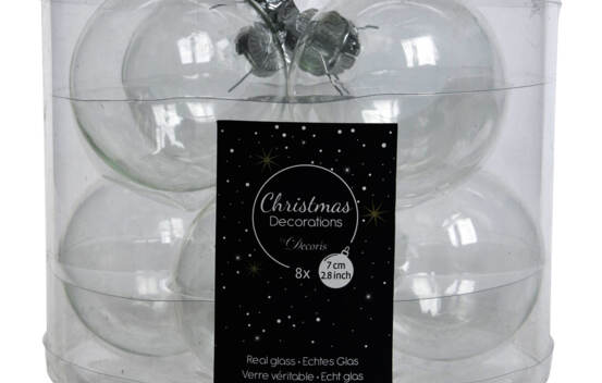 Boule en verre 7 cm (Paquet de 8) Transparent