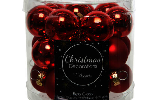 Boule en verre 2,5 cm (Brillant - Mat) (Paquet de 24) Rouge Noël
