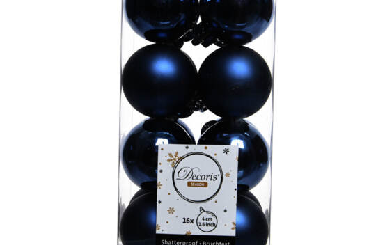 Boule en plastique 4 cm (Brillant - Mat) (Paquet de 16) Bleu nuit