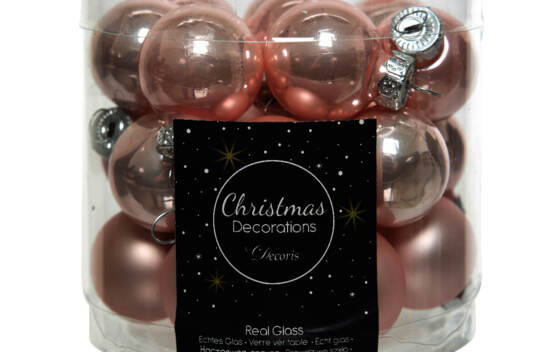 Boule en verre 2,5 cm (Brillant - Mat) (Paquet de 24) Rose tendre