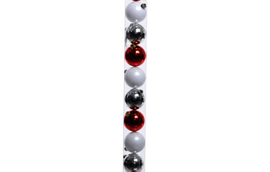 Boule en plastique 6 cm (Brillant) (Paquet de 10) Rouge No&euml;l - Blanc d'hiver - Argent
