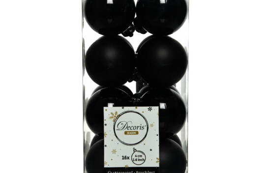 Boule en plastique 4 cm (Brillant - Mat) (Paquet de 16) Noir