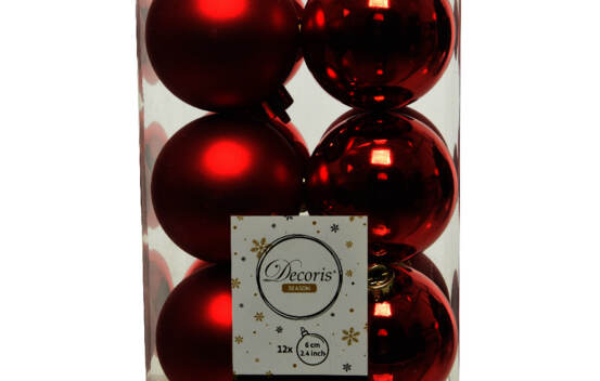 Boule en plastique 6 cm (Brillant - Mat) (Paquet de 12) Rouge Noël