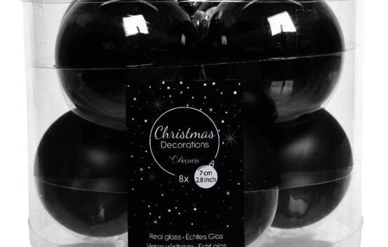 Boule en verre 7 cm (Brillant - Mat) (Paquet de 8) Noir