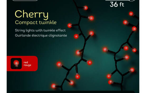 Lumi&egrave;res Ext&eacute;rieures DEL Cerise 500 lumi&egrave;res 36' Rouge avec fil noir