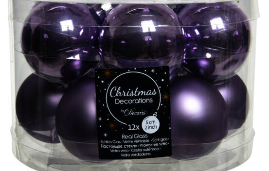 Boule en verre 5 cm (Mat) (Paquet de 12) Lilas