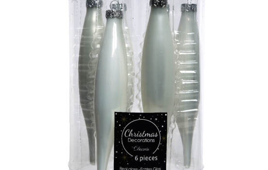 Stalactite en verre 15 cm (Brillant - Mat) (Paquet de 6) Blanc hiver