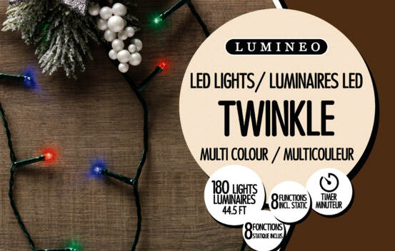Lumi&egrave;res ext&eacute;rieures DEL 180 lumi&egrave;res avec 8 fonctions 1350 cm Multicolores sur fil vert