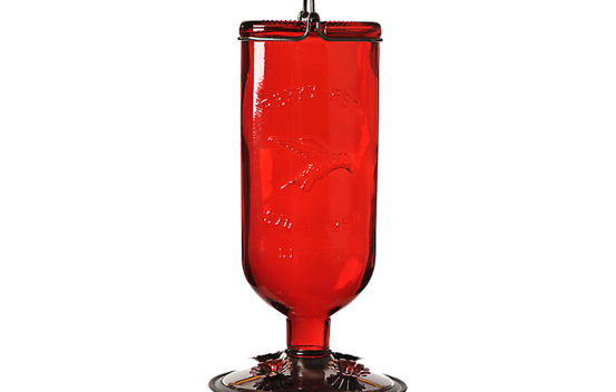 Abreuvoir à colibris en verre antique rouge 16 oz