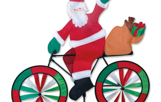Vire-vent Père Noël à Bicyclette 30"