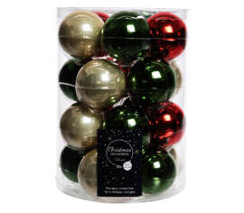 Boule en verre 6 cm (Brillant - Mat) (Paquet de 20) Vert pin - Rouge Noël - Perle émaillé