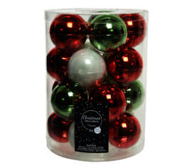 Boule en verre 6 cm (Brillant - Mat) (Paquet de 20) Vert Gui, Rouge Noël et Blanc